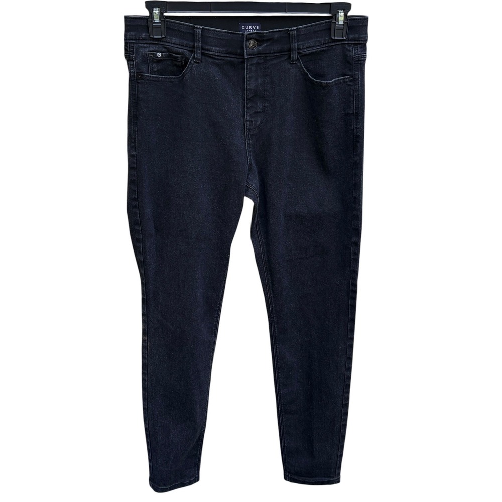 Curve Appeal Womens 10/30 Skinny Jeans Black High‎ Rise Stretch Denim Grunge Emo